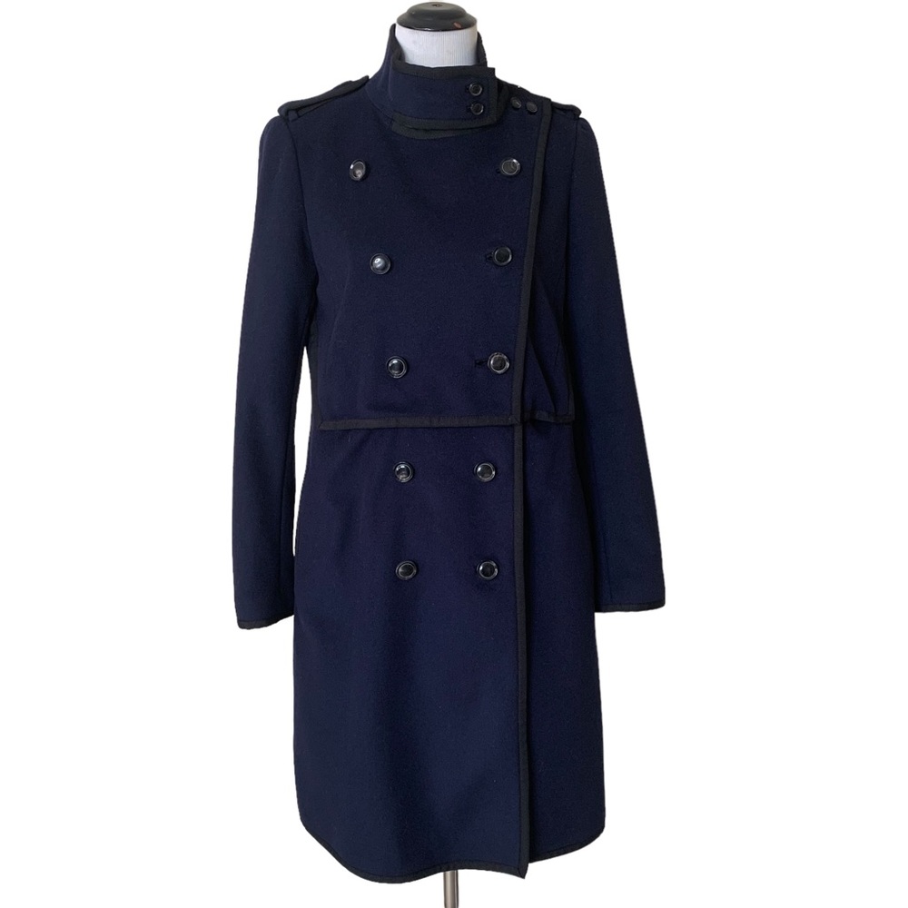 3.1 Phillip Lim Blue Wool Double Breasted Long Coat Women’s Size 8 High Collar